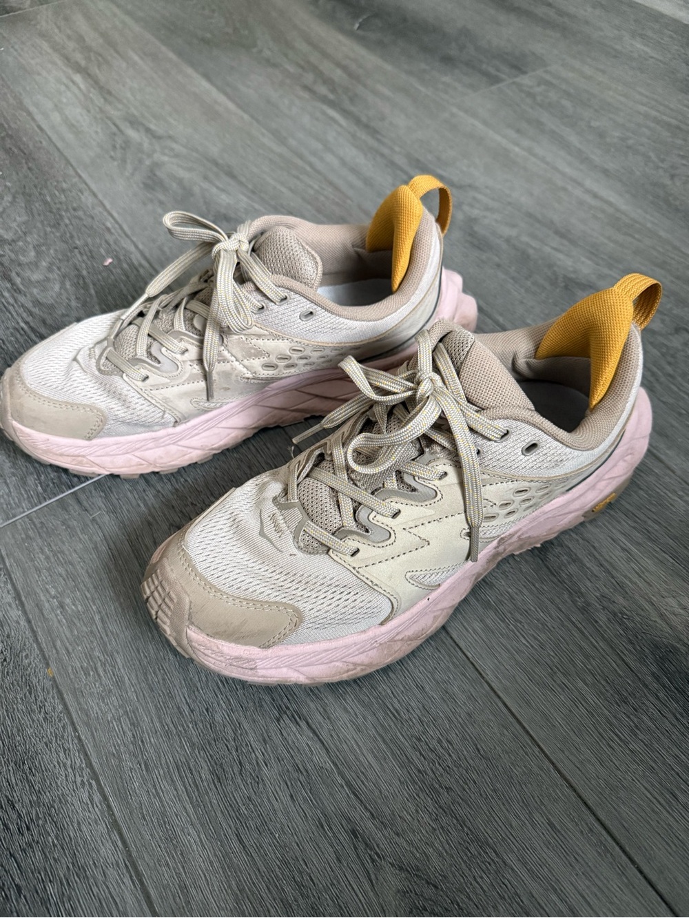 Women’s Neutral Beige and Pink Athletic Sneakers